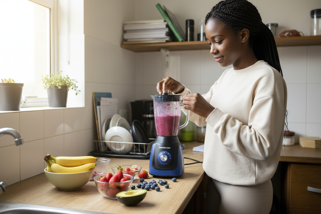 Student making smoothie