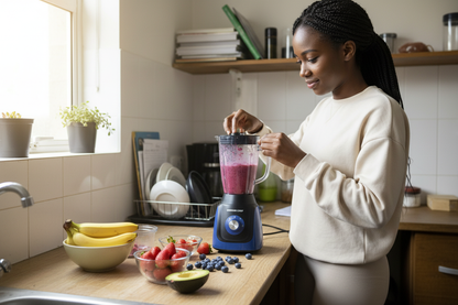 Student making smoothie