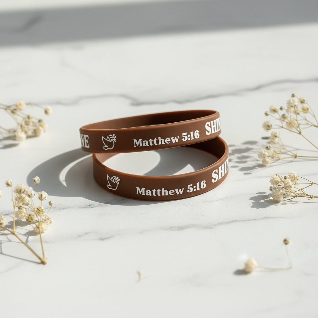 Two Brown Bracelets - White Marble