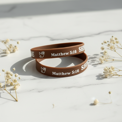 Two Brown Bracelets - White Marble