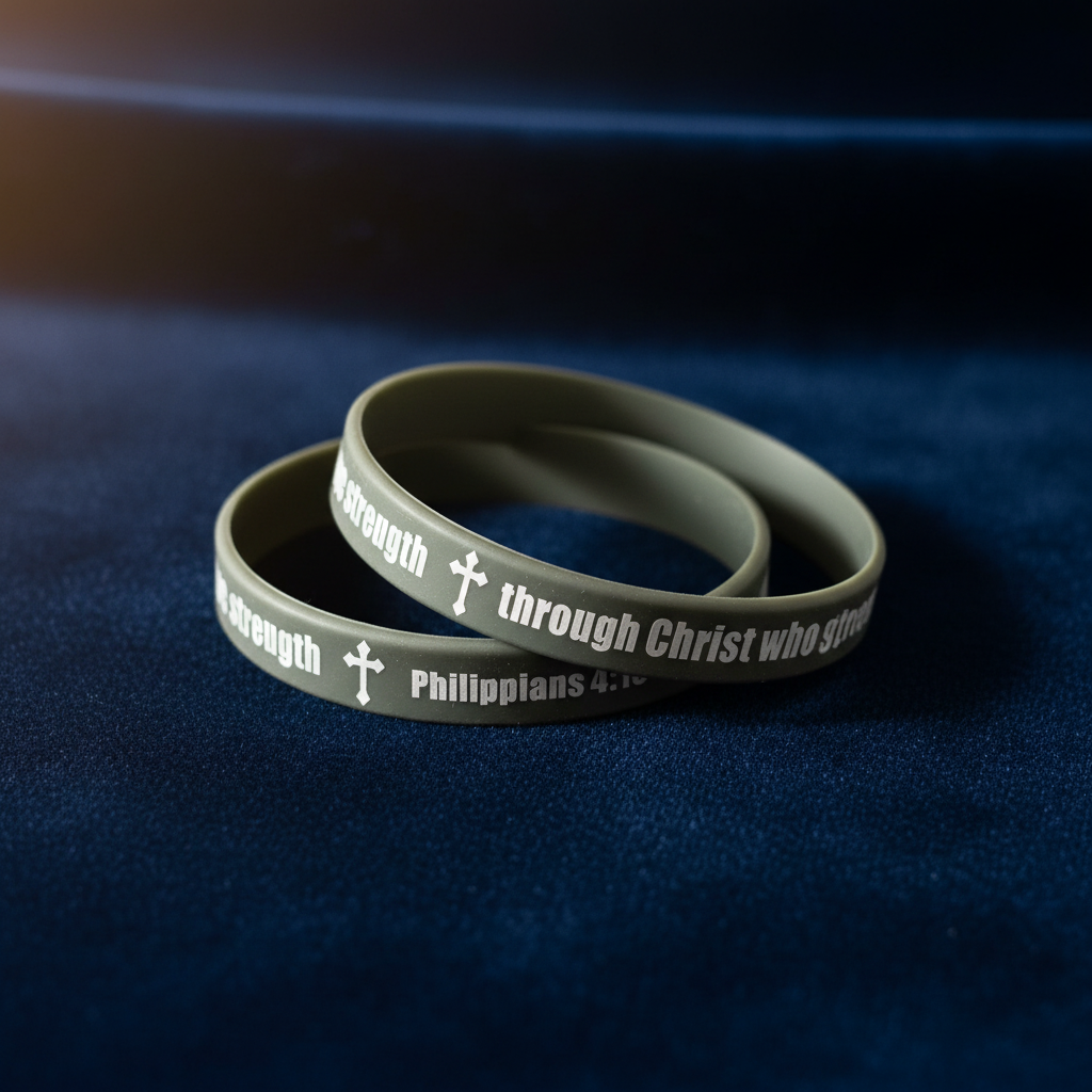 Two Olive Green Bracelets - Navy Velvet Background