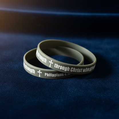 Two Olive Green Bracelets - Navy Velvet Background