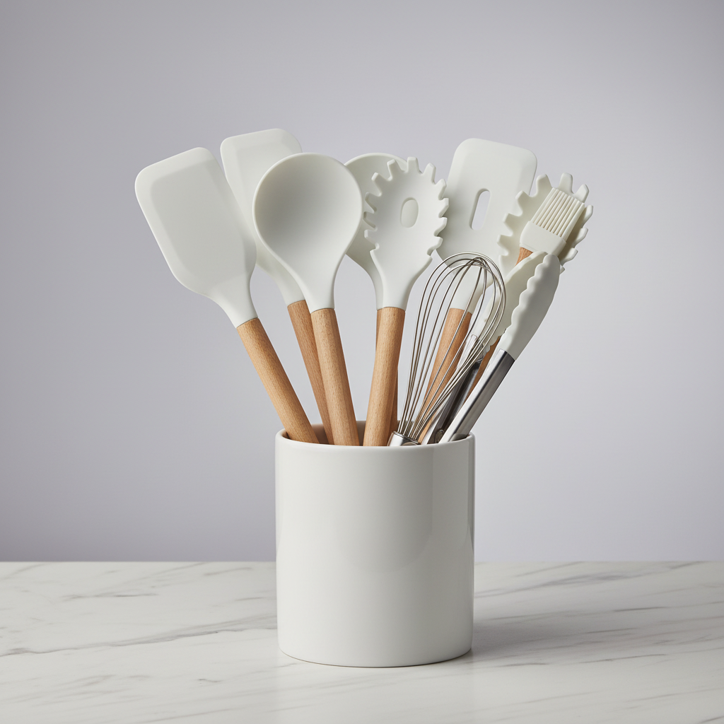 White Silicone Utensils Set