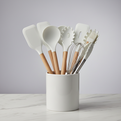White Silicone Utensils Set