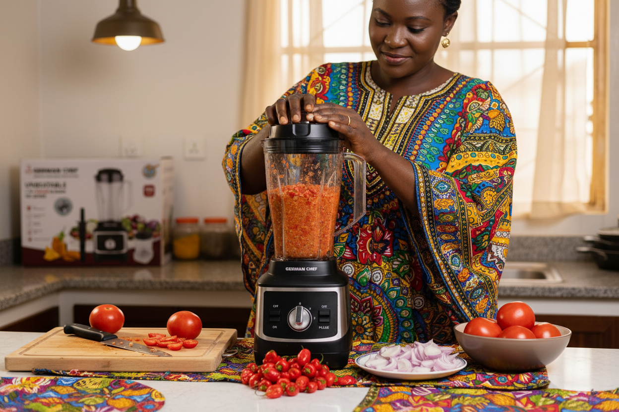 Woman grinding pepper in blender