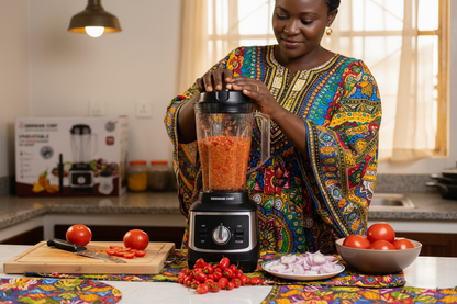Woman grinding pepper in blender