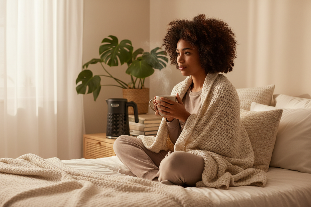Woman relaxing with tea