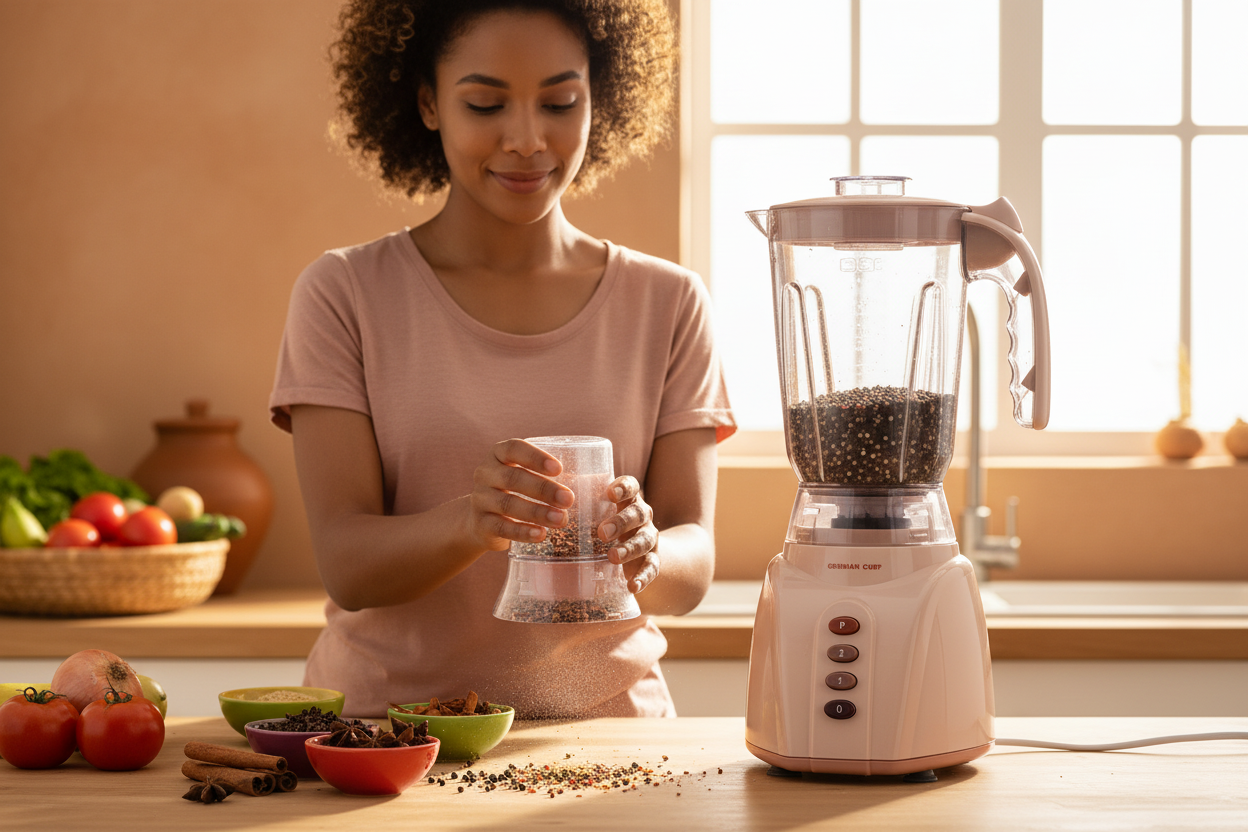 Woman using grinder attachment